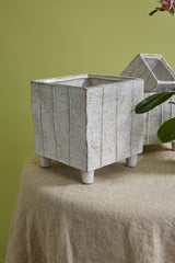 Tarragona Square Reactive Glaze Sculptural Planters By Accent Decor