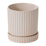 Los Feliz Ribbed Ceramic Planters With Saucers By Accent Decor
