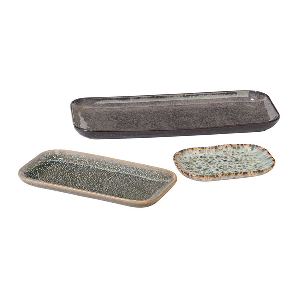 Accent Decor Starling Reactive Glaze Glossy Trays (Set of 3) By Accent Decor