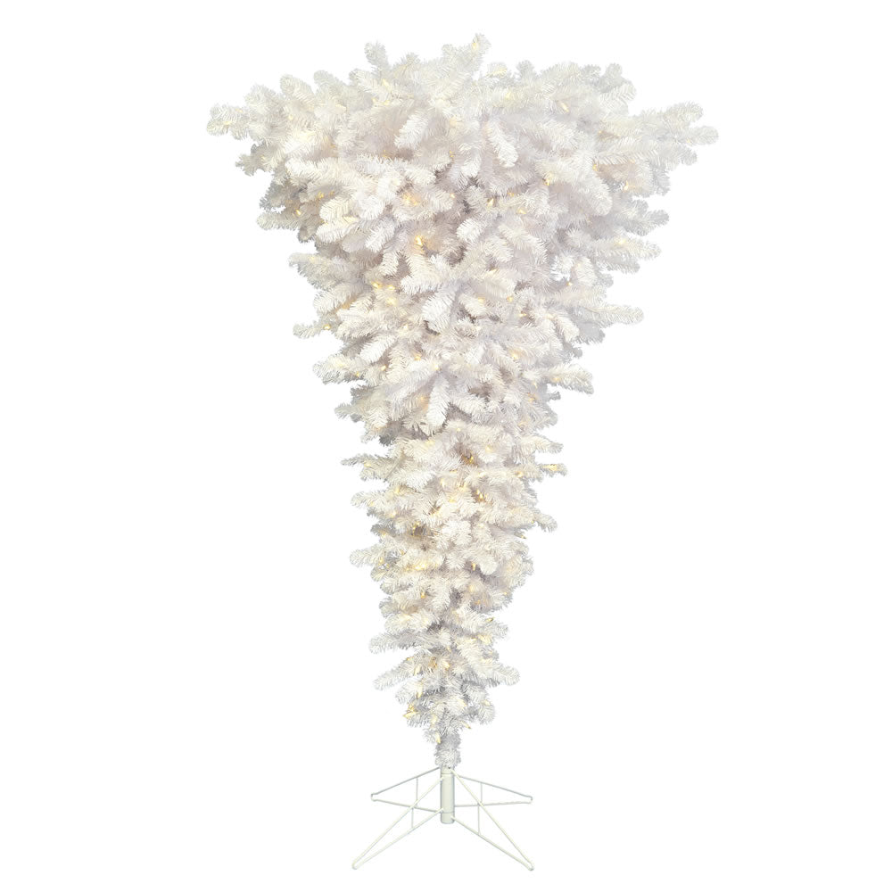 Vickerman 5.5' x 38" White Upside Down Artificial Christmas Tree, 5.5', Warm White Mini Light