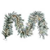 Vickerman Artificial Flocked Snow Ridge Garland, Warm White Mini Light