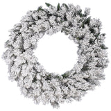 Vickerman Artificial Flocked Snow Ridge Wreath, 36", Unlit