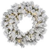 Vickerman Artificial Flocked Snow Ridge Wreath, 48", Warm White Mini Light