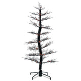 Vickerman Black Cedar Artificial Halloween Tree, Pre-Lit Orange/Purple 2mm LED