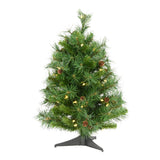 Vickerman Cheyenne Pine Artificial Tabletop Tree, 2', Warm White Mini Light