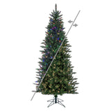Vickerman Camdon Fir Slim Artificial Christmas Tree, 6.5' x 41", Color Changing 5mm LED
