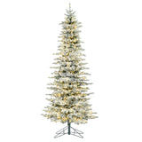 Vickerman Flocked Utica Fir Slim Artificial Christmas Tree, 6.5', Warm White Mini Light
