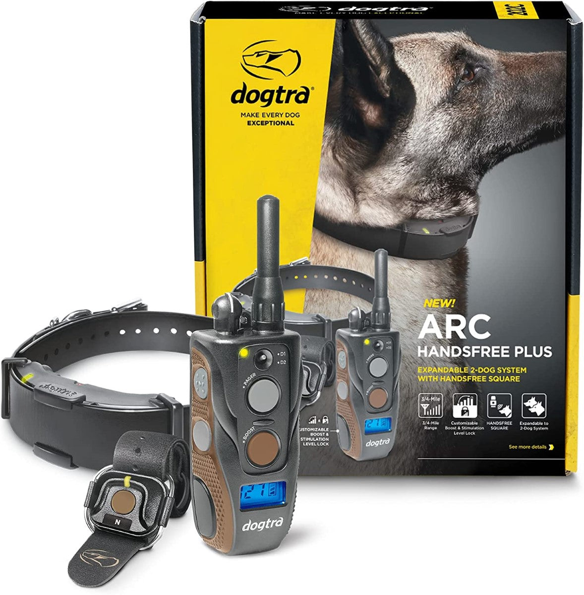 Dogtra ARC HANDSFREE PLUS Boost and Lock, Remote Dog Training E-Collar 3/4 Mile Range