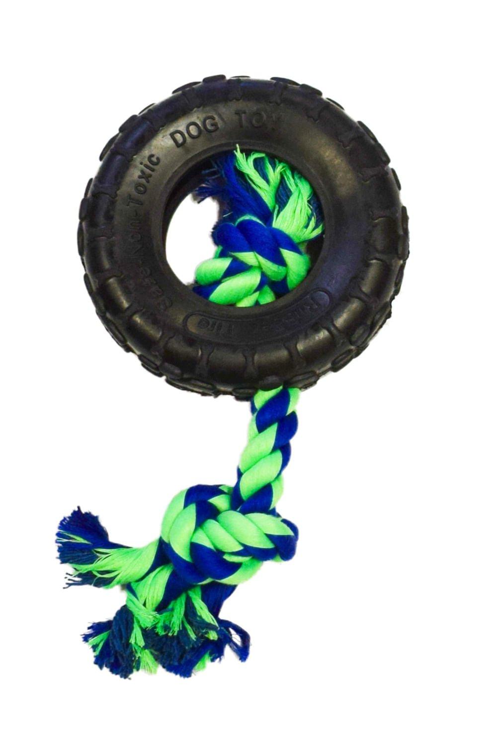 Amazing Pet Products Rubber Tire with Rope Dog Toy (3 Sizes Available)