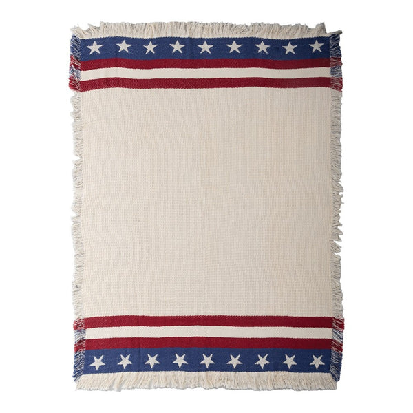 Manual Woodworkers & Weavers Americana 2-Layer Stars and Stripes Cotton Tapestry Throw Blanket 50" x 60" By Manual Woodworkers & Weavers