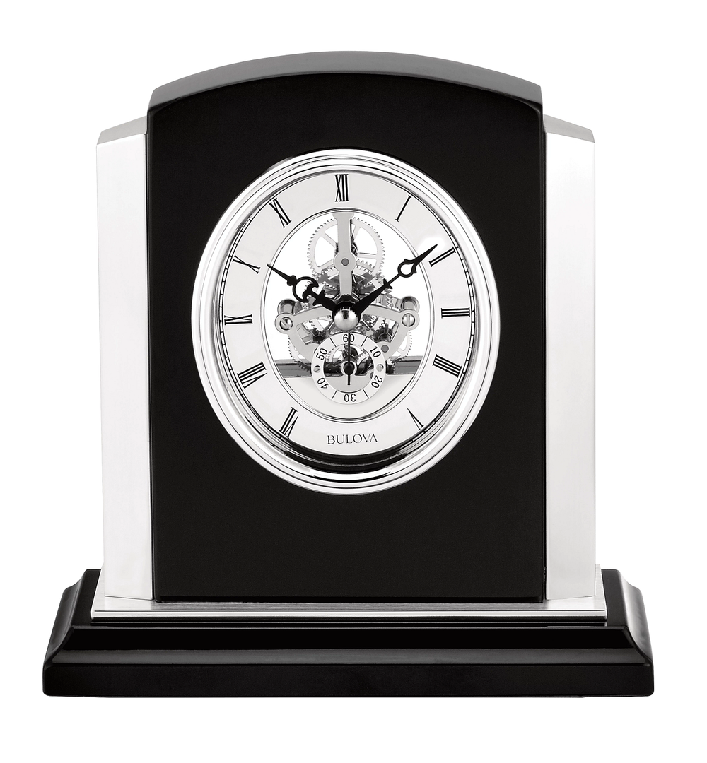 Bulova B1715 Faith Ebony Skeleton Mantel Tabletop Clock