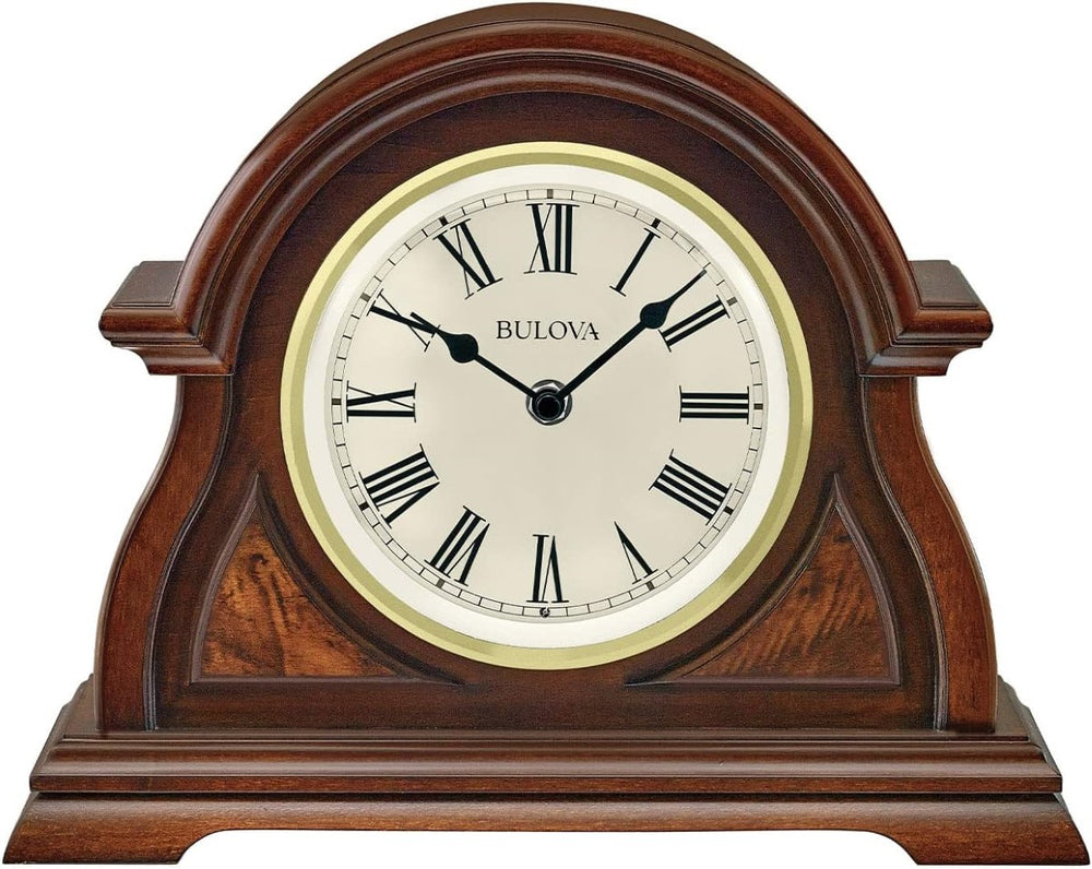 Bulova B1851 Bostonian Hardwood LCD Chiming Mantel Tabletop Clock