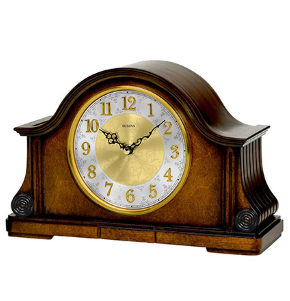Bulova B1975 Chadbourne Walnut Chiming Mantel Tabletop Clock