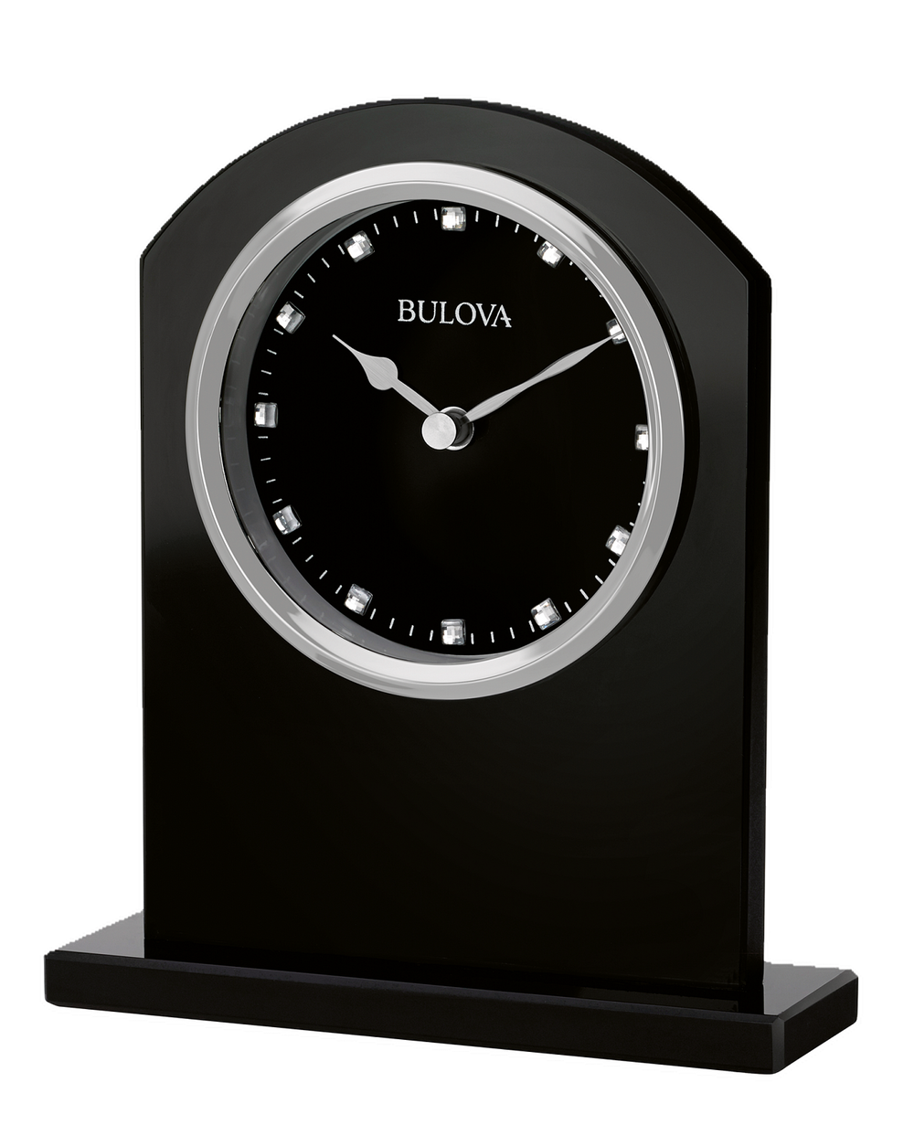 Bulova B5010 Ebony Crystal Black Glass Tabletop Clock