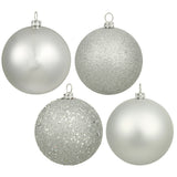 Vickerman Silver Ball Ornament, 3", 4-Finish Assortment, 16 per Box