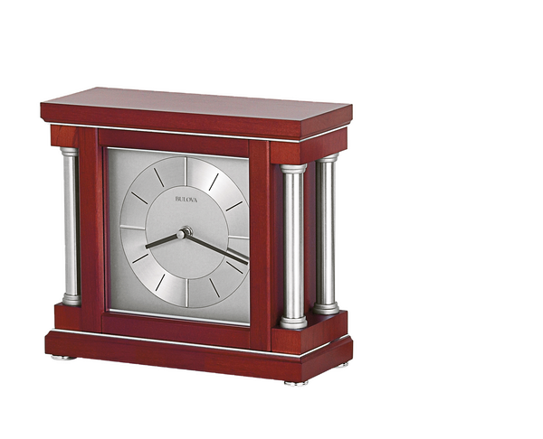 Bulova / Citizen Bulova B7651 Ambiance Dark Wine Wood and Aluminum Mantel Tabletop Clock