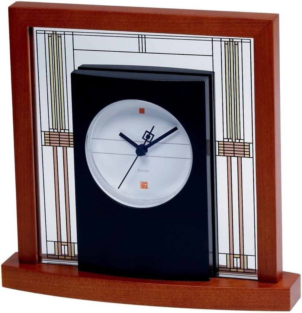 Bulova B7756 Willits Frank Lloyd Wright Mantel Tabletop Clock