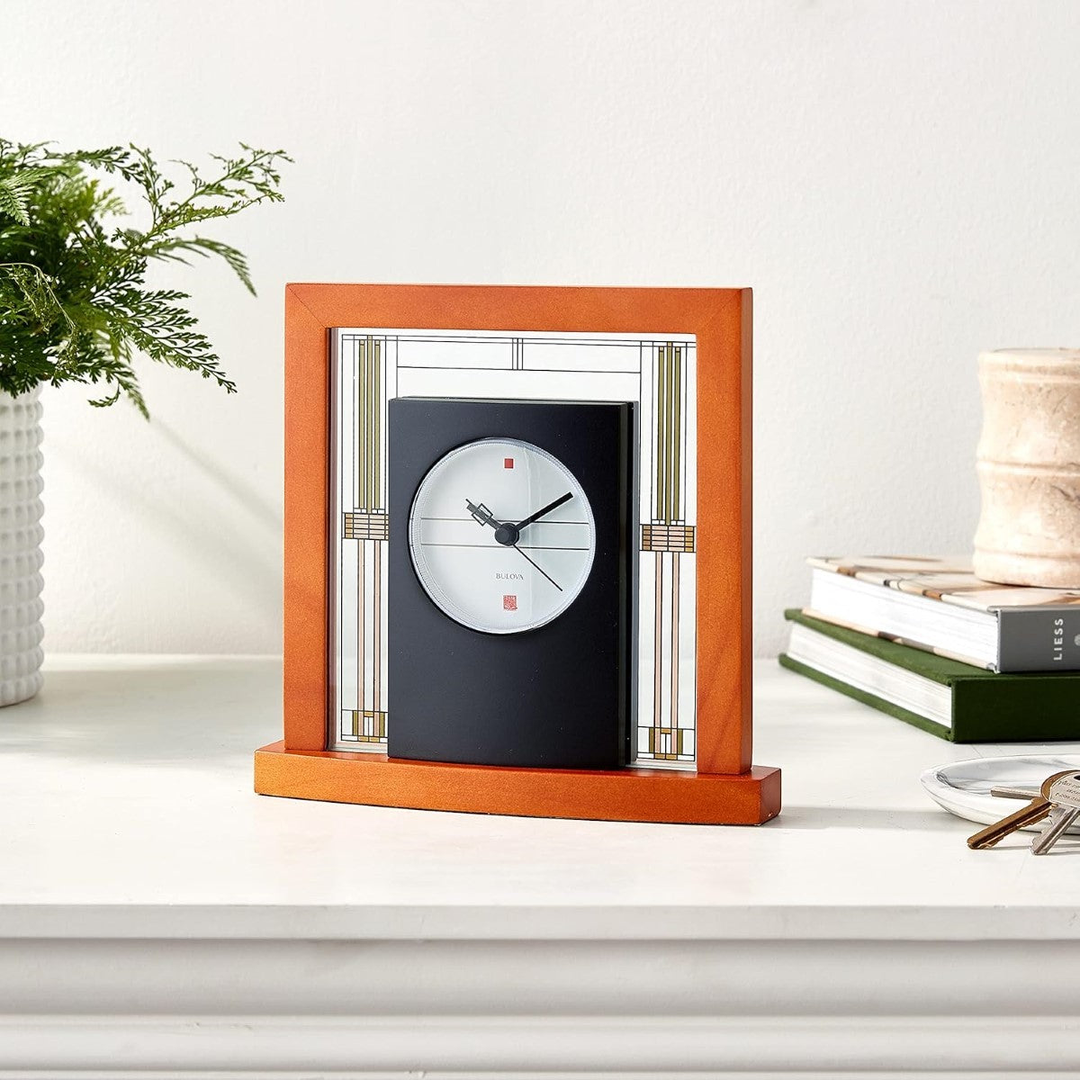 Bulova B7756 Willits Frank Lloyd Wright Tabletop Mantel Clock