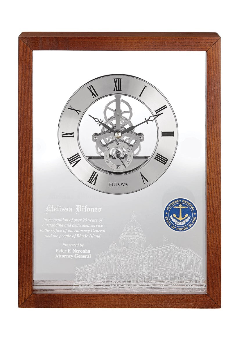 Bulova B1722 Engraver Floating Mantel/Wall Clock