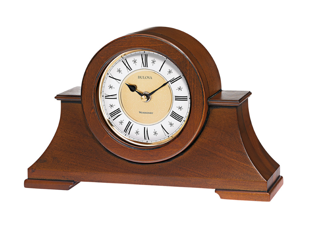 Bulova B1765 Cambria Walnut Chiming Mantel Tabletop Clock