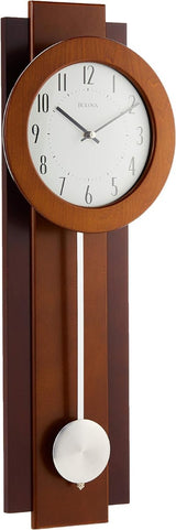 Bulova C3383 Avent Pendulum Deco Walnut/Mahogany 18" Wall Clock