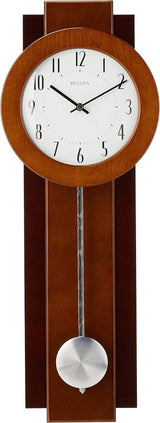 Bulova C3383 Avent Pendulum Deco Walnut/Mahogany 18" Wall Clock