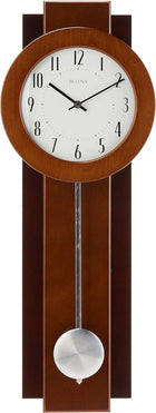 Bulova C3383 Avent Pendulum Deco Walnut/Mahogany 18" Wall Clock