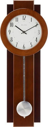 Bulova C3383 Avent Pendulum Deco Walnut/Mahogany 18" Wall Clock