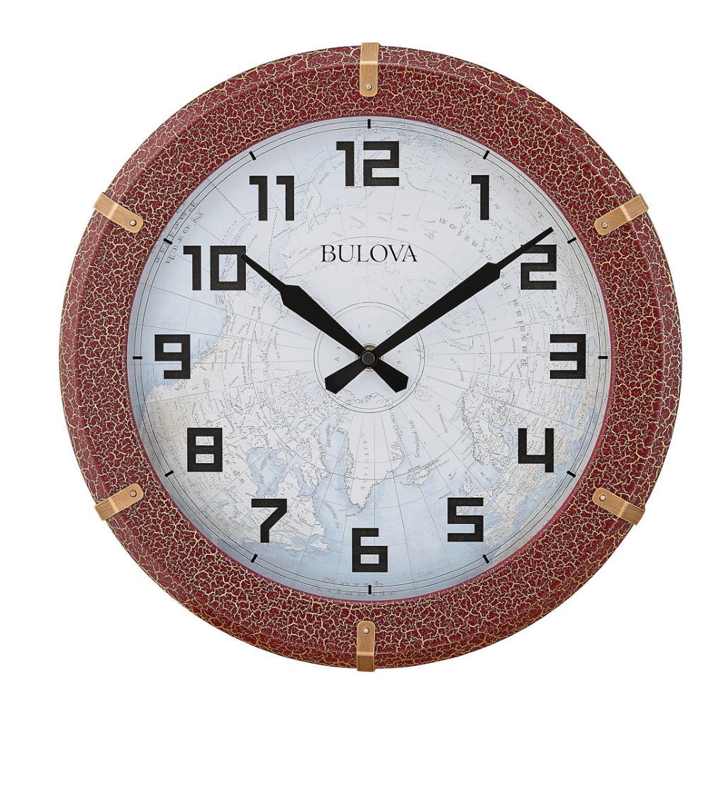 Bulova C4344 Cartographer Antique Map 22.75" Wall Clock