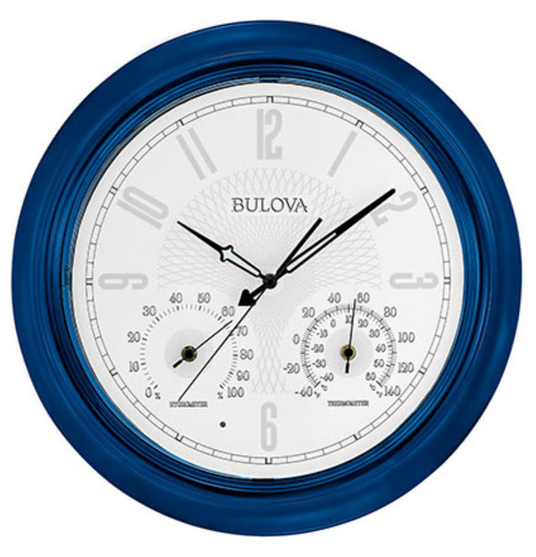 Bulova C4885 Tiverton LED Indoor/Outdoor Weatherproof Blue 18" Wall Clock