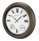 Bulova C4886 Vineyard Illuminated Indoor/Outdoor Weatherproof Matte Bronze 22" Wall Clock