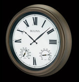 Bulova C4886 Vineyard Illuminated Indoor/Outdoor Weatherproof Matte Bronze 22" Wall Clock