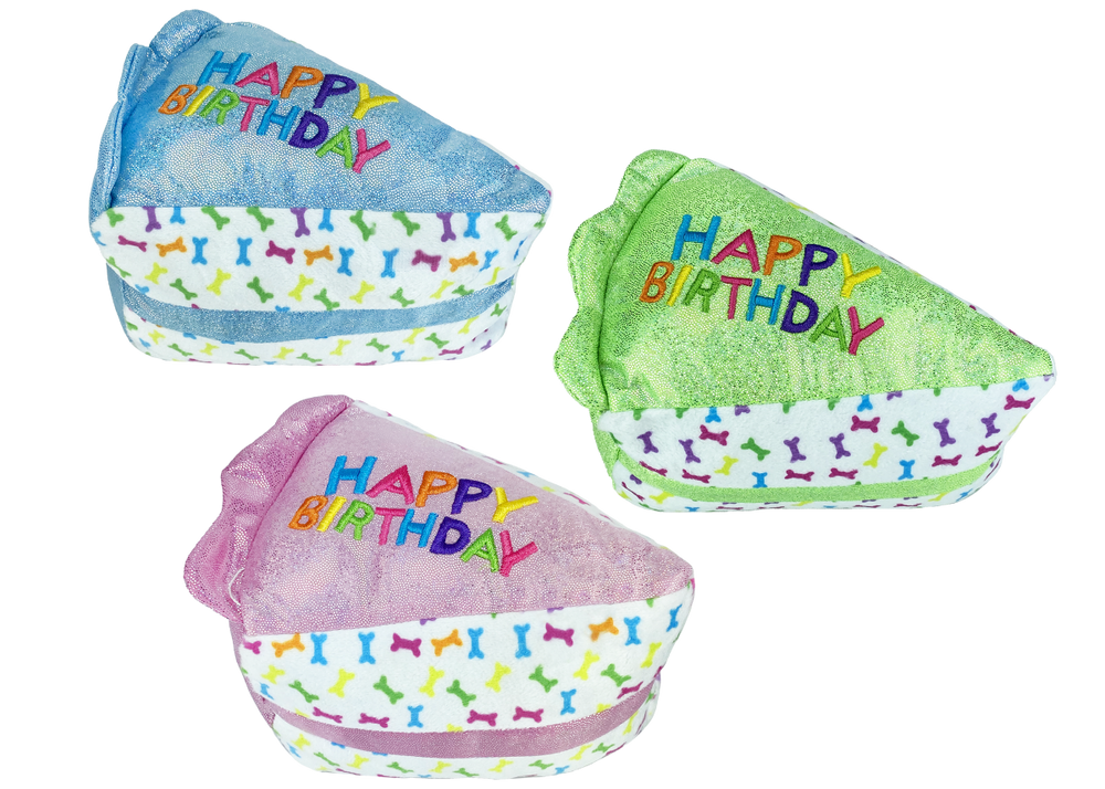 Multipet Birthday Cake Slice Plush Dog Toy - 6"