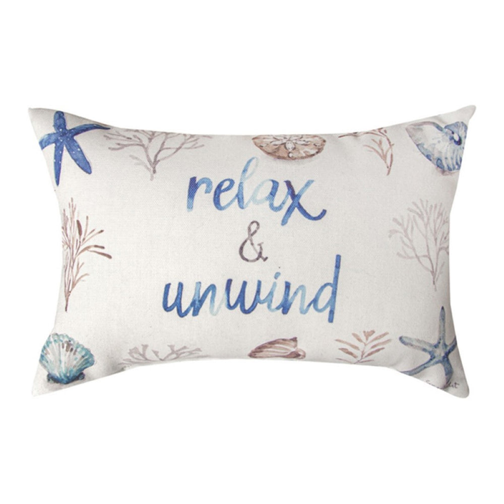 Blue Escape Coastal Word Throw Pillow 12.5" x 8" By Lisa Audit