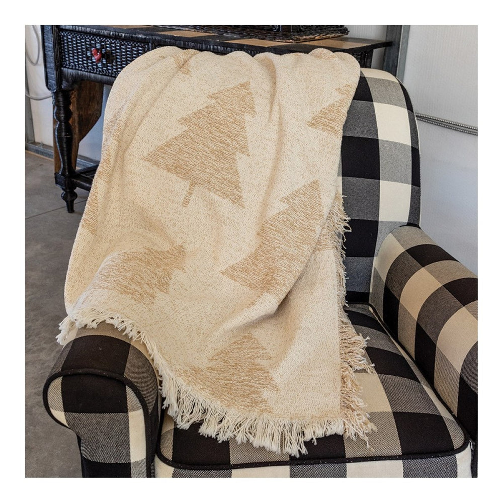 Boucle Trees Tapestry Throw Blanket 50" x 60" By Manual Woodworkers & Weavers