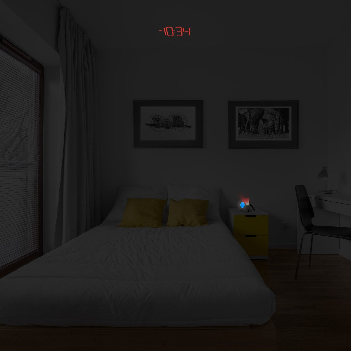 Bulova B1378 Galaxy LCD Projector Tabletop Alarm Clock