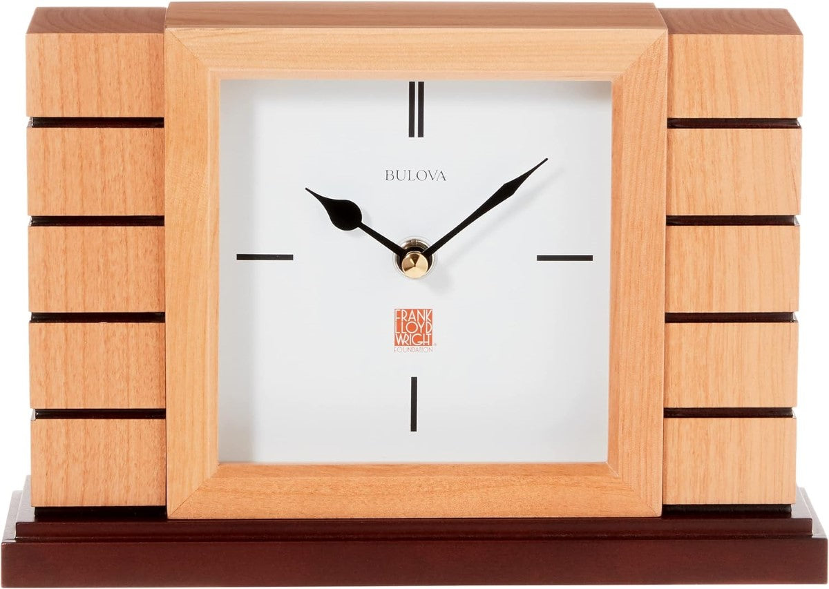 Bulova B1659 Usonian II Frank Lloyd Wright Tabletop Mantel Clock