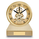 Bulova B1710 The Golden Eye Brass Skeleton Tabletop Clock