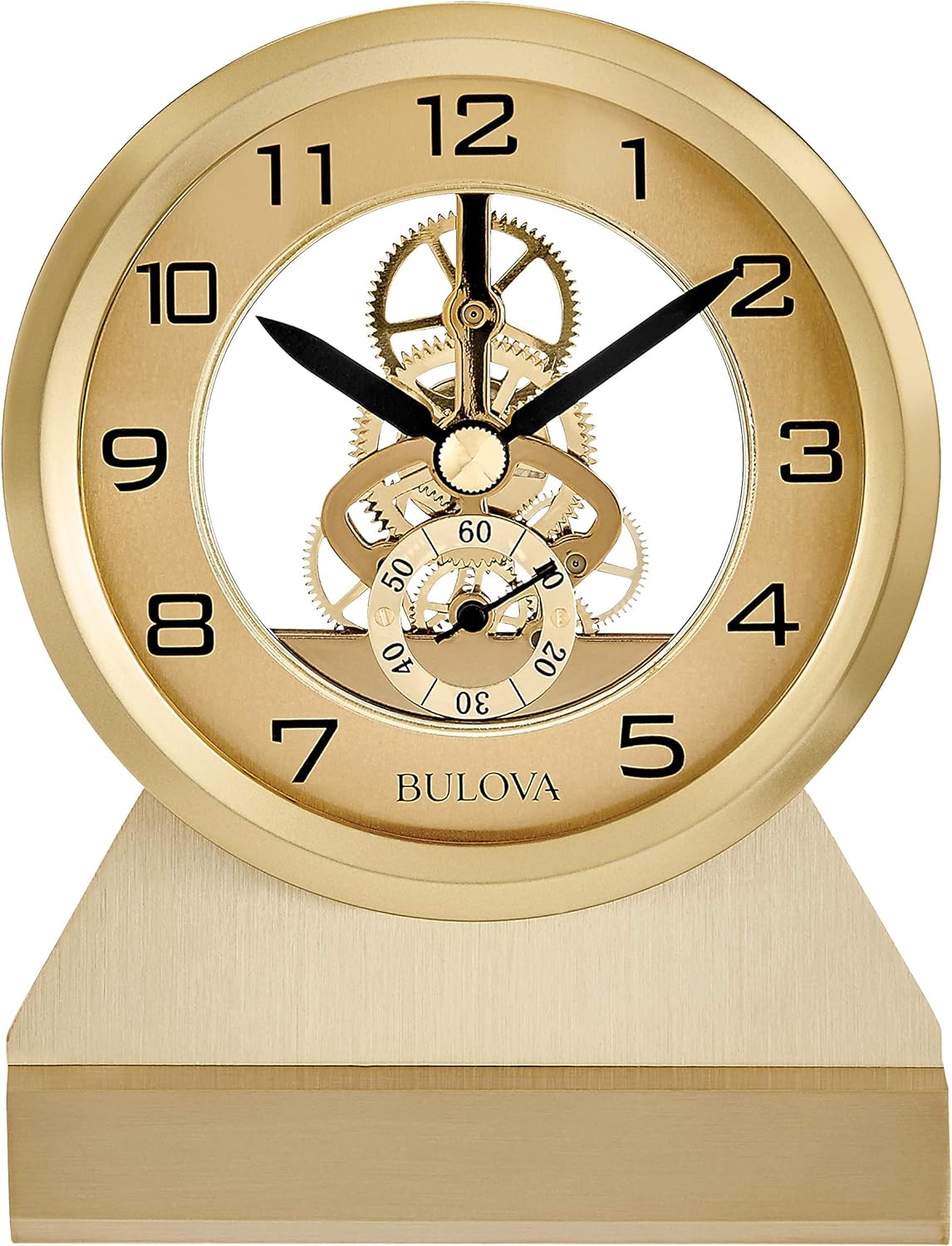 Bulova B1710 The Golden Eye Brass Skeleton Tabletop Clock