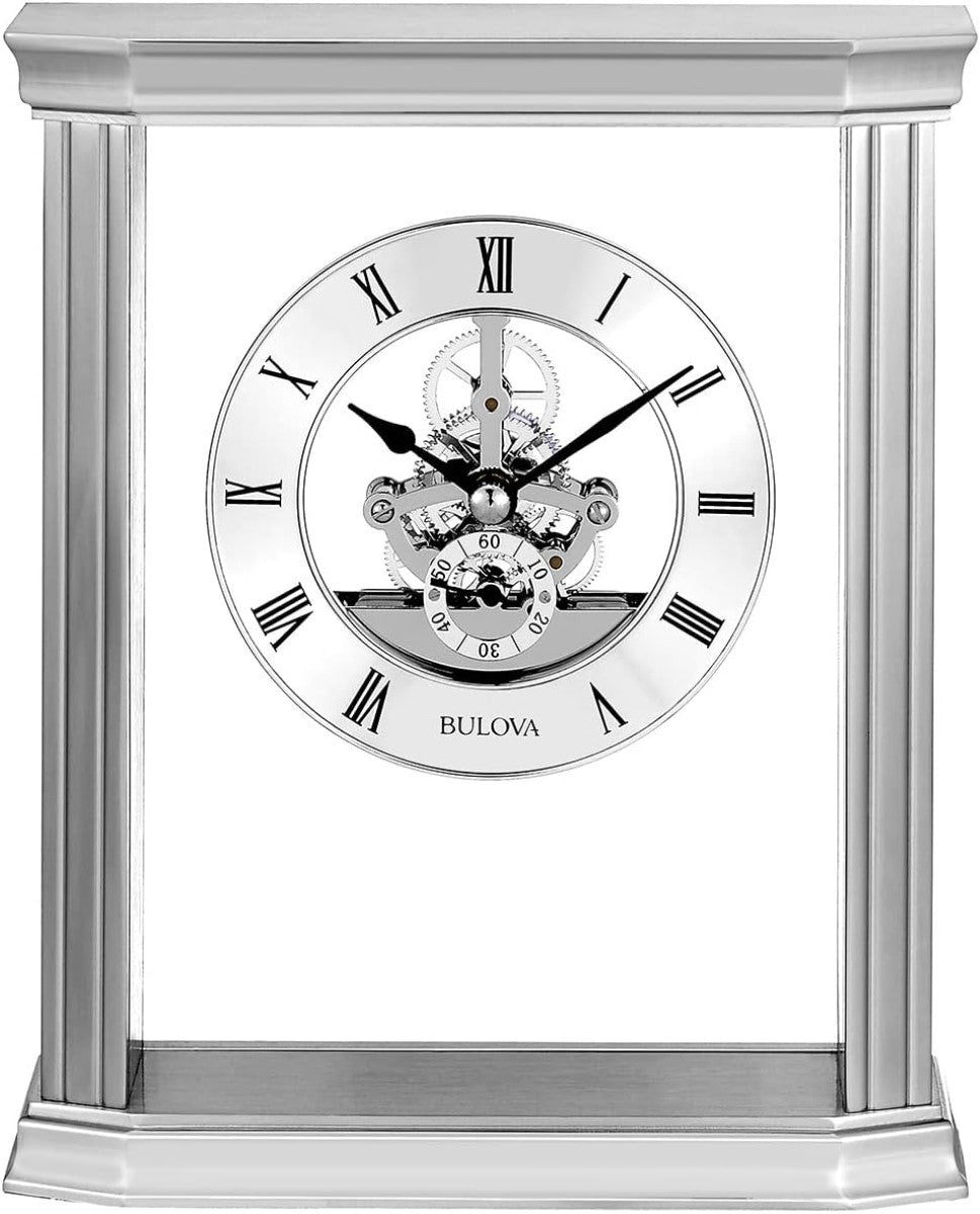 Bulova B1716 Cate Floating Skeleton Metal Mantel Tabletop Clock (Open Box)