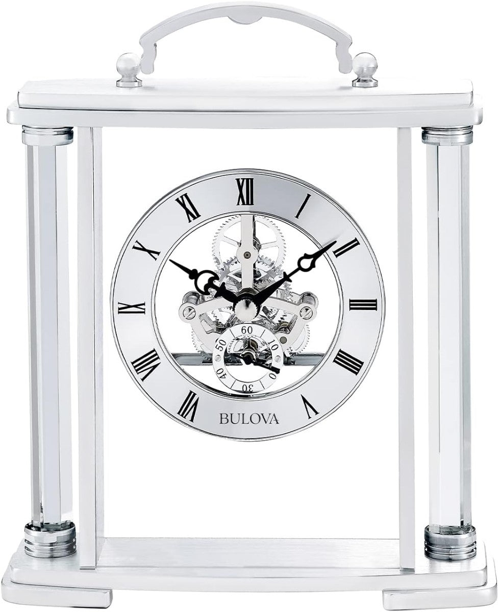 Bulova B1720 Adrienne Floating Skeleton Metal Tabletop Mantel Clock