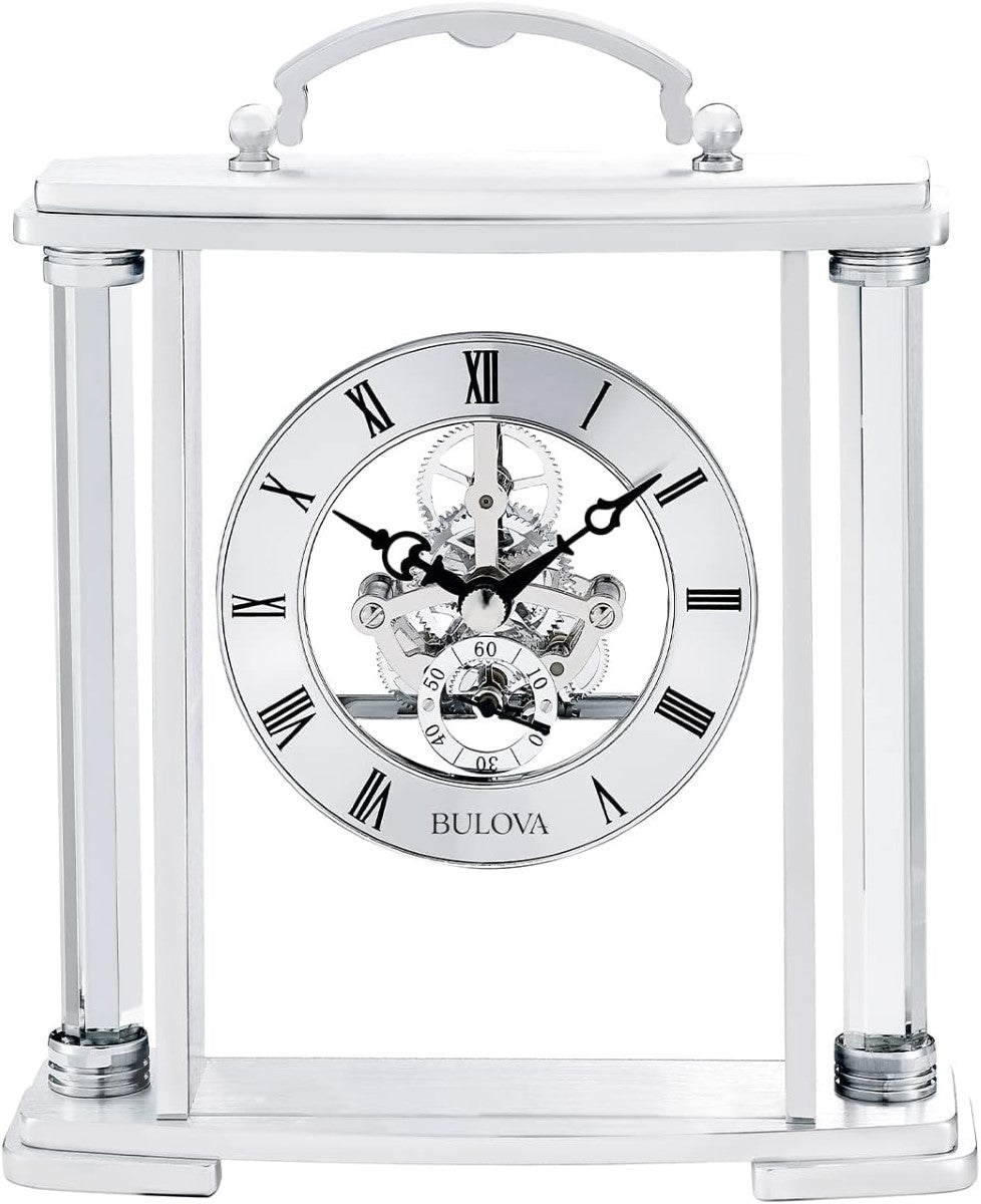 Bulova B1720 Adrienne Floating Skeleton Metal Mantel Tabletop Clock