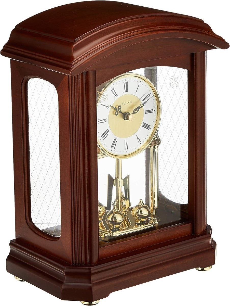 Bulova B1848 Nordale Revolving Pendulum Solid Wood Mantel Clock