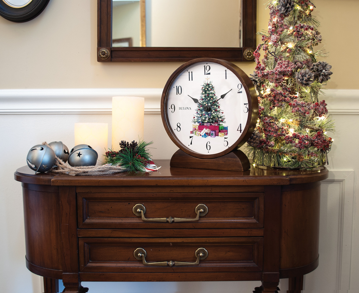 Bulova B1866 Holiday Sounds Christmas Tabletop Mantel Clock