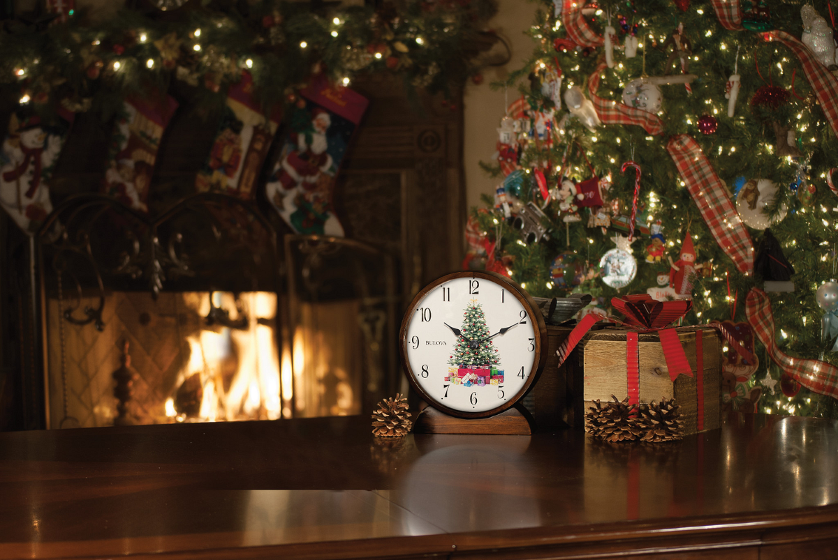 Bulova B1866 Holiday Sounds Christmas Tabletop Mantel Clock