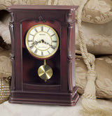 Bulova B1909 Abbevilla Solid Wood Pendulum Chiming Mantel Tabletop Clock
