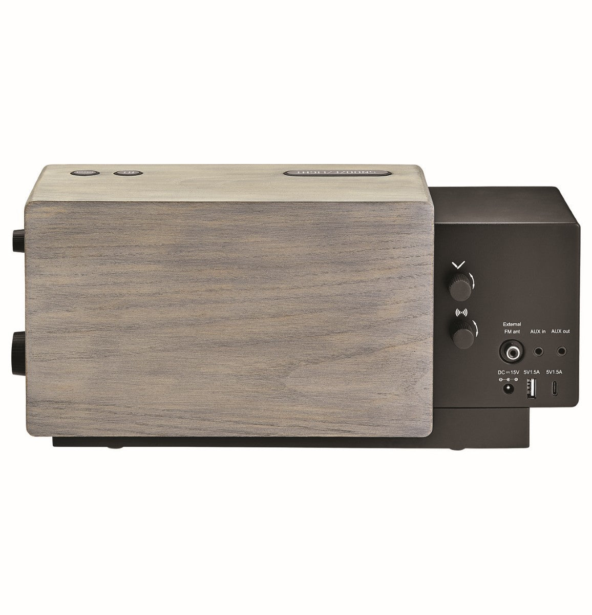 Bulova B7801 Fidelity Retro Bluetooth® Clock Radio, Ash Gray Wood