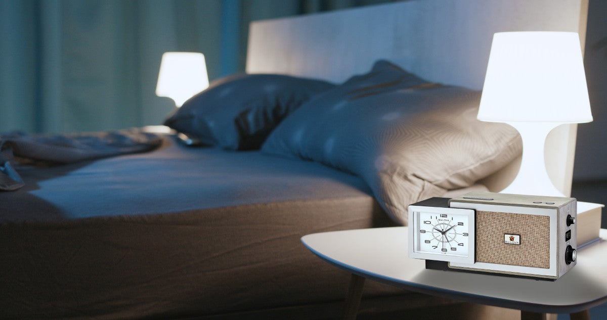 Bulova B7801 Fidelity Retro Bluetooth® Clock Radio, Ash Gray Wood