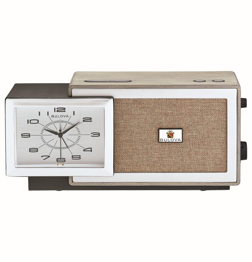 Bulova B7801 Fidelity Retro Bluetooth® Clock Radio, Ash Gray Wood (Open Box)