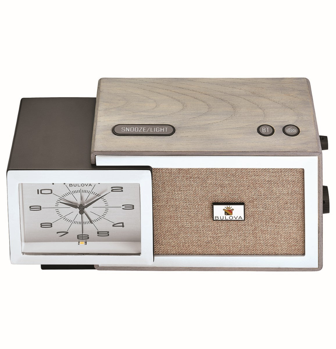 Bulova B7801 Fidelity Retro Bluetooth® Clock Radio, Ash Gray Wood